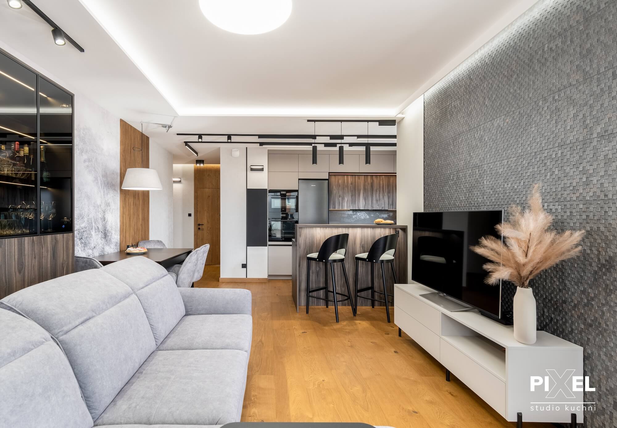 Nowoczesna kuchnia połączona z salonem